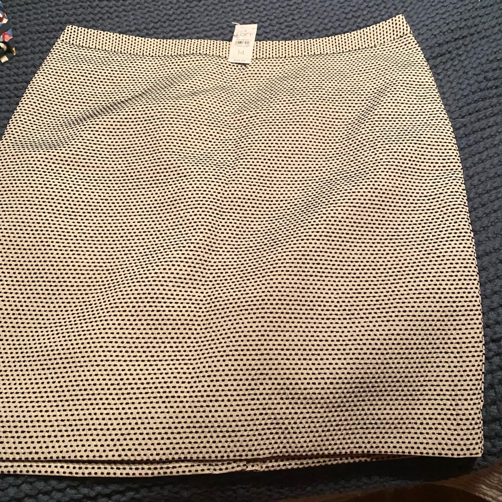 Loft white and black knee length skirt. Size 14